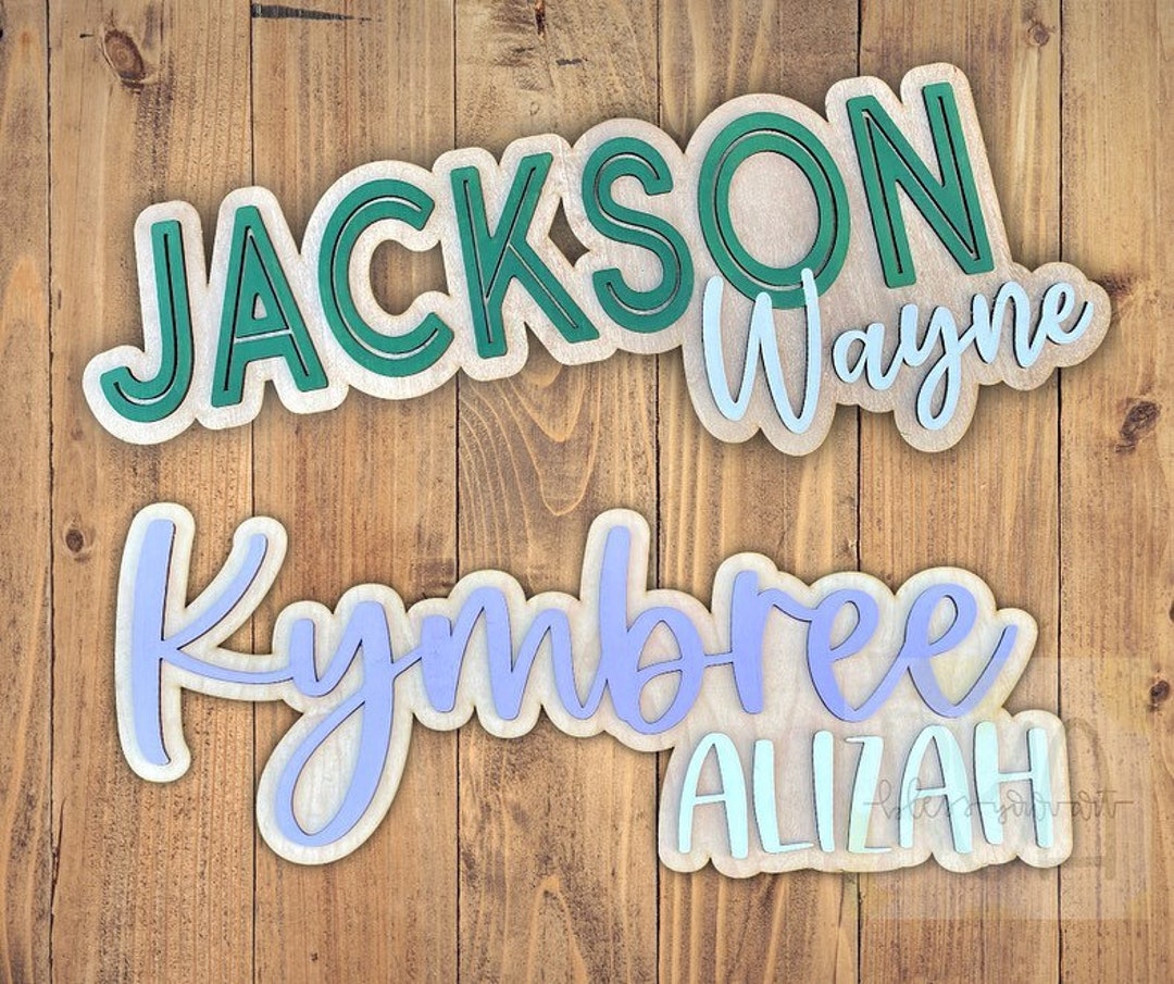 Custom Wood Name Sign Large Name Sign Nursery Name Sign Layered 3D custom-wood-name-sign-large-name-sign-nursery-name-sign-layered-3d
