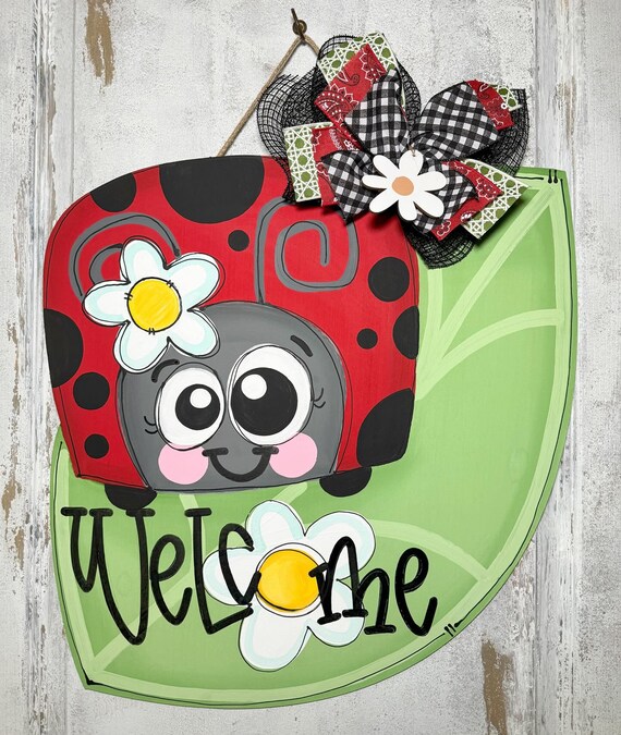 Couronne De Porte Coccinelle – Déco Printemps/été – Artisanale Et Colorée
