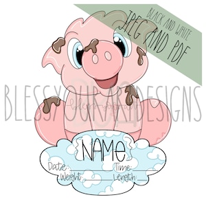 Door Hanger Template: Baby Pig Door Hanger Template, Pig Door Hanger Template, Baby Stat Door Hanger Template
