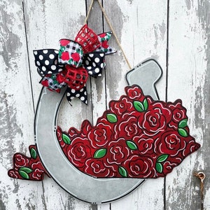 Kentucky Derby Door Hanger| Wooden Door Hanger| Kentucky Decor| Horseshoe Sign| Derby Sign| Kentucky Derby