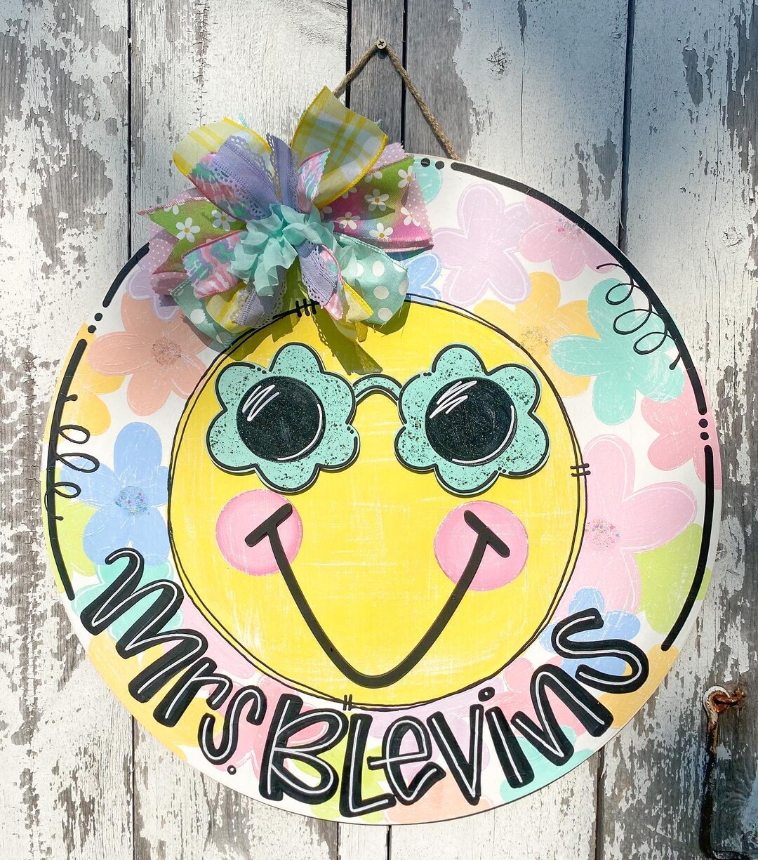 Teacher Door Sign, Hippie Door Decor, Flower Door Wreath, Teacher Door Hanger, Retro Door Hanger ...