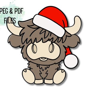 Door Hanger TEMPLATE: Christmas Highland Cow| door hanger template, Digital Download, Instant Download, Door Hanger Pattern