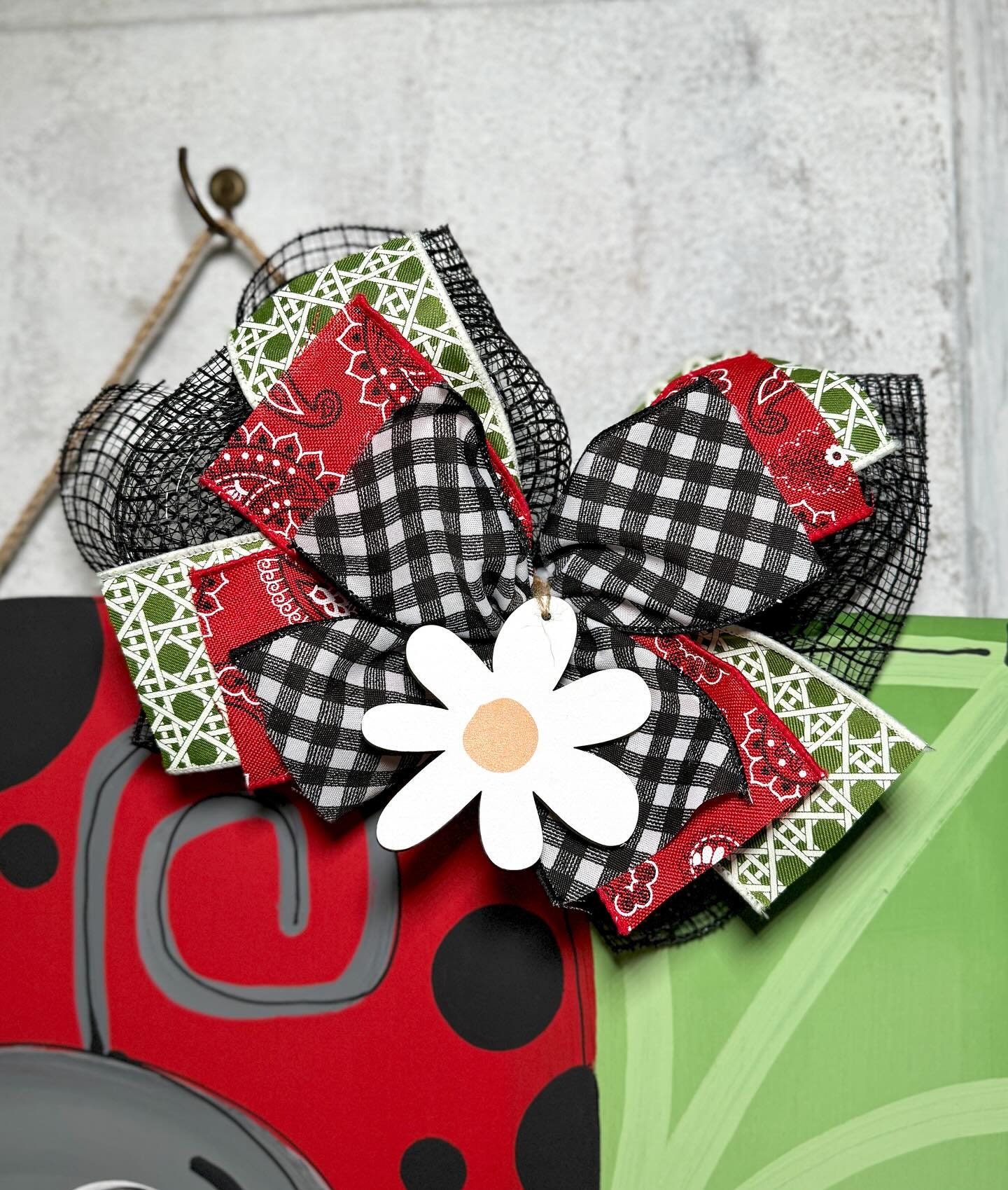 Couronne De Porte Coccinelle – Déco Printemps/été – Artisanale Et Colorée