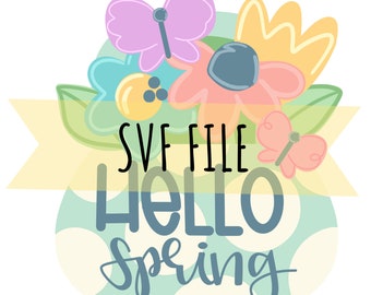Archivo SVG para colgar en la puerta "Hola Primavera" – Archivo de corte láser (descarga digital)