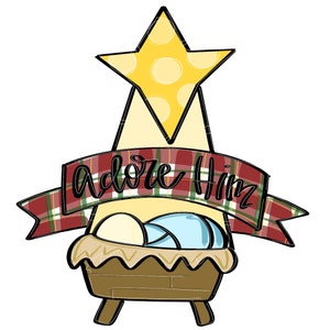 ドアハンガー テンプレート: Adore Him クリスマス ドアハンガー テンプレート、デジタル ダウンロード、即時ダウンロード、ドアハンガー パターン