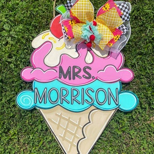 Summer Decor, Ice Cream Door Hanger, Summer Door Hanger, Summer Wreath, Door Hanger, Ice Cream ...