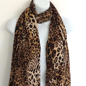 Leopard Scarf With Lace Trim/Animal Print Scarves/Lightweight Cheetah Shawl/Gift For Women/Soft Cotton Wrap/Animal Lovers Gift
