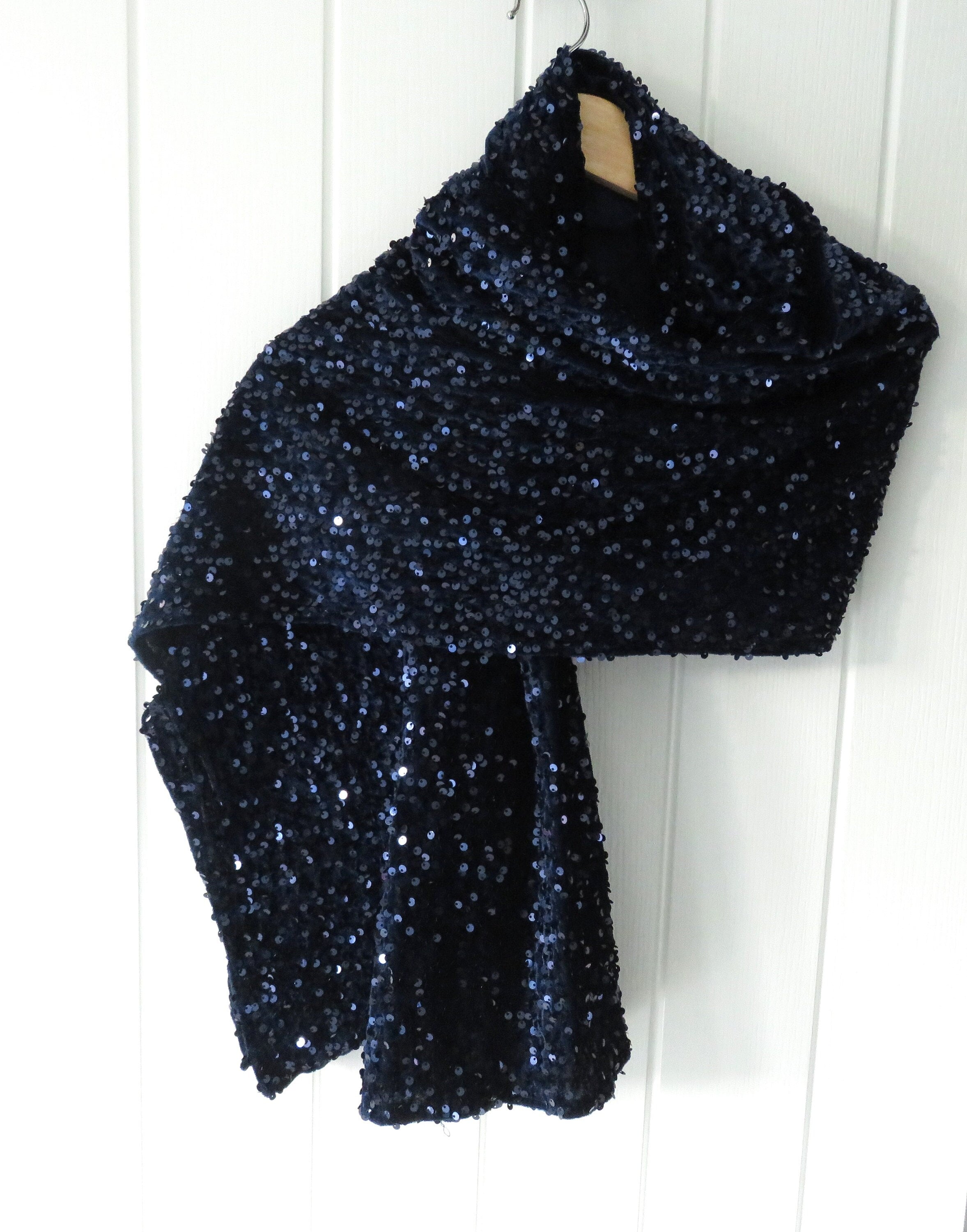 blue sequin shawl