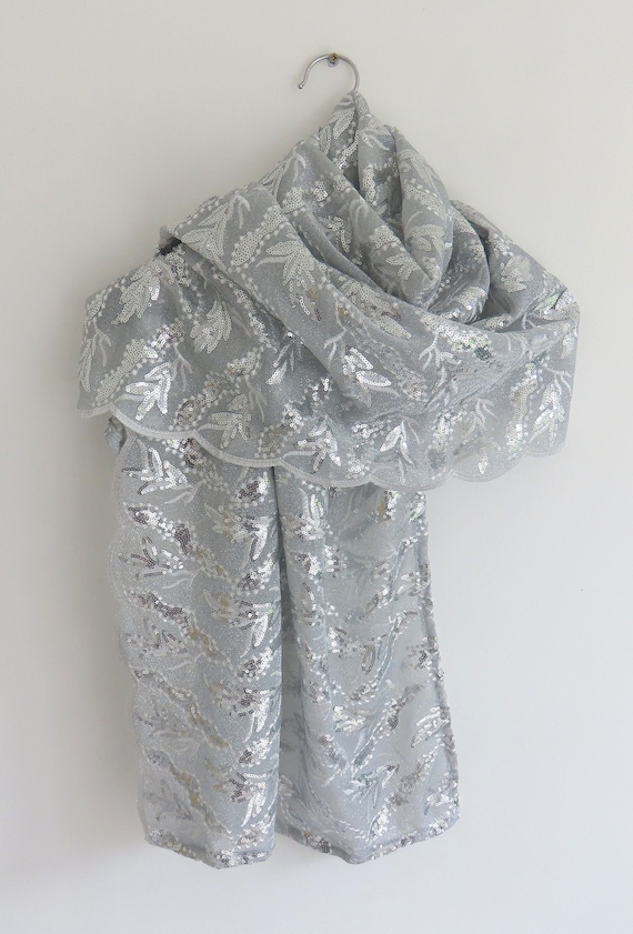 Women's 1920s Scarf Mesh Sequin Wedding Cape Evening Shawl