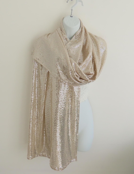 Sequin Glitter Stretch Scarf: Evening Wrap, Bridal Shawl