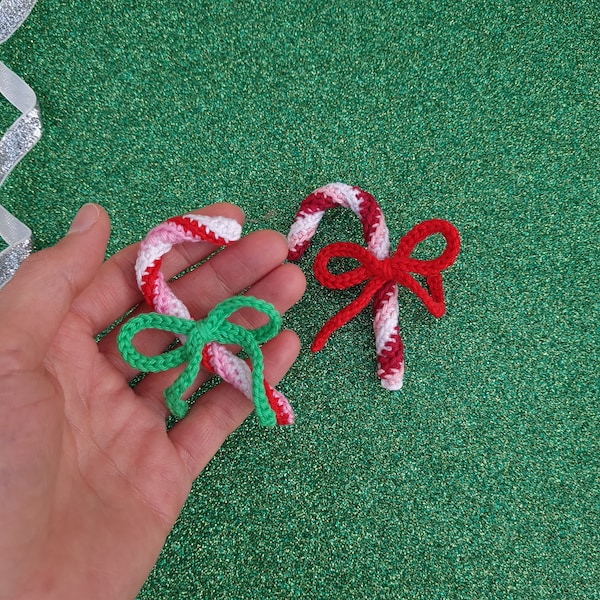 Crochet Xmas Candy Cane Pattern for Christmas Decoration- DIY