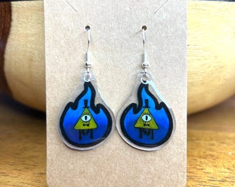 Bill Cipher Flame, Gravity Falls Earrings