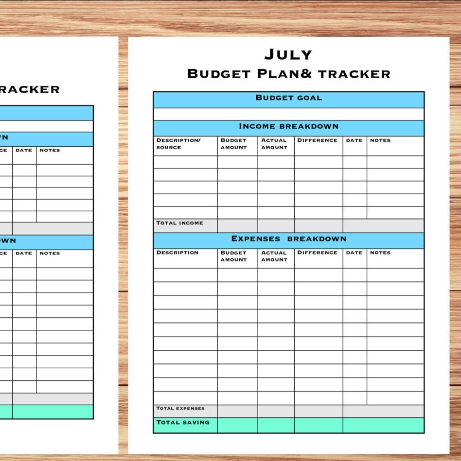 financial planner printable monthly