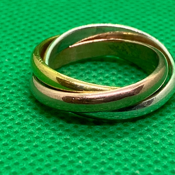 925 Sterling Silver 3mm Tri-Colour Russian Wedding Ring