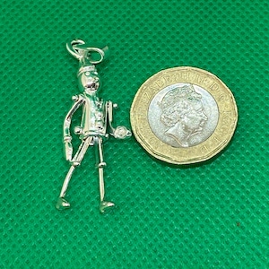 Rare Vintage 925 Sterling Silver Articulated PINOCCHIO Pendant Brand New