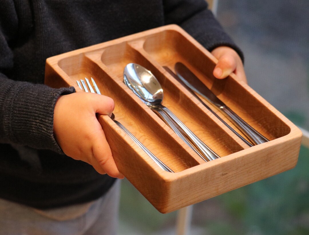 Wooden Child Utensil Tray Montessori Trays Flatware Etsy