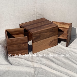 Nesting Weaning Table Solid Cherry Hardwood Cube Weaning Table Montessori Weaning Table and Chair Dining Eating Kitchen image 9