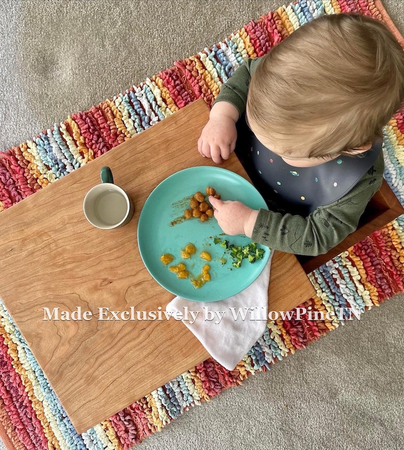 Nesting Weaning Table Solid Cherry Hardwood Cube Weaning Table Montessori Weaning Table and Chair Dining Eating Kitchen image 4