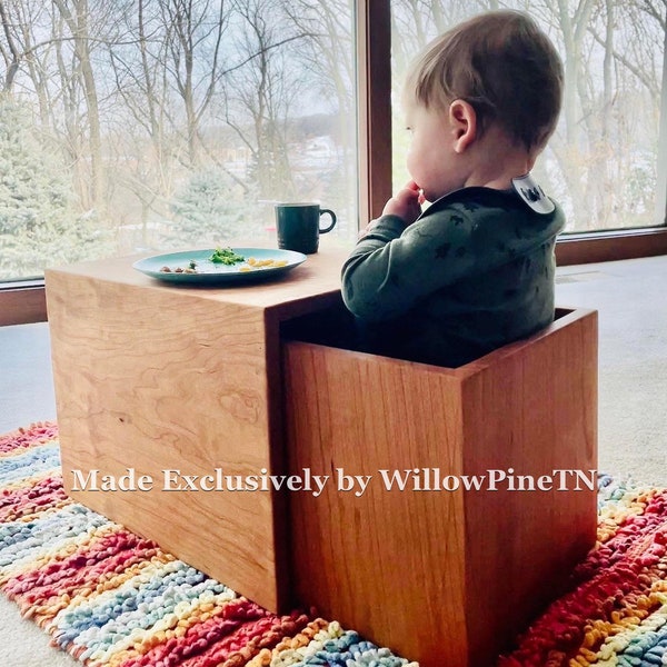 Nesting Weaning Table - Solid Cherry Hardwood - Cube Weaning Table - Montessori Weaning Table and Chair - Dining - Eating - Kitchen