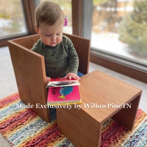 Nesting Weaning Table Solid Cherry Hardwood Cube Weaning Table Montessori Weaning Table and Chair Dining Eating Kitchen image 5