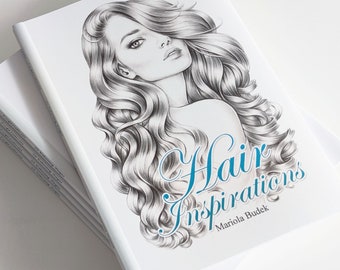 Hair Inspirations Set | Mariola Budek - Coloring Book | Kids Colouring 28 Pages Grayscale Illustration Printed High Quality Paper Hard Copy