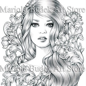 DeliCate | Mariola Budek - Premium Coloring Page | Printable Adult Colouring Pages Book Instant Download Grayscale Illustration PDF
