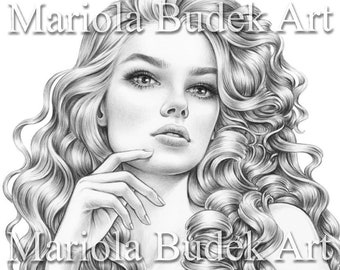 Still and Silent | Mariola Budek - Premium Coloring Page | Printable Adult Colouring Pages Book Instant Download Grayscale Illustration PDF