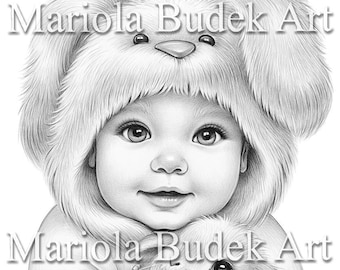 Fluffy Heart / Mariola Budek - Pagina da colorare premium / Pagine da colorare stampabili per donne adulte Libro Download immediato Illustrazione in scala di grigi PDF