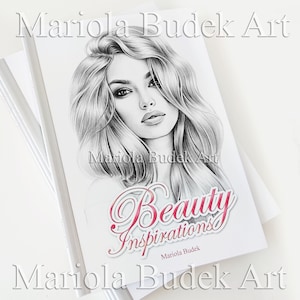 Beauty Inspirations Set / Mariola Budek - Libro da colorare / Bambini da colorare 28 pagine Illustrazione in scala di grigi Stampata Carta di alta qualità Rigida