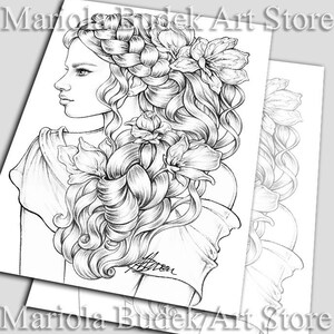 Chaplet Mariola Budek Premium Coloring Page Printable Adult Colouring Pages Book Instant Download Grayscale Illustration PDF image 3