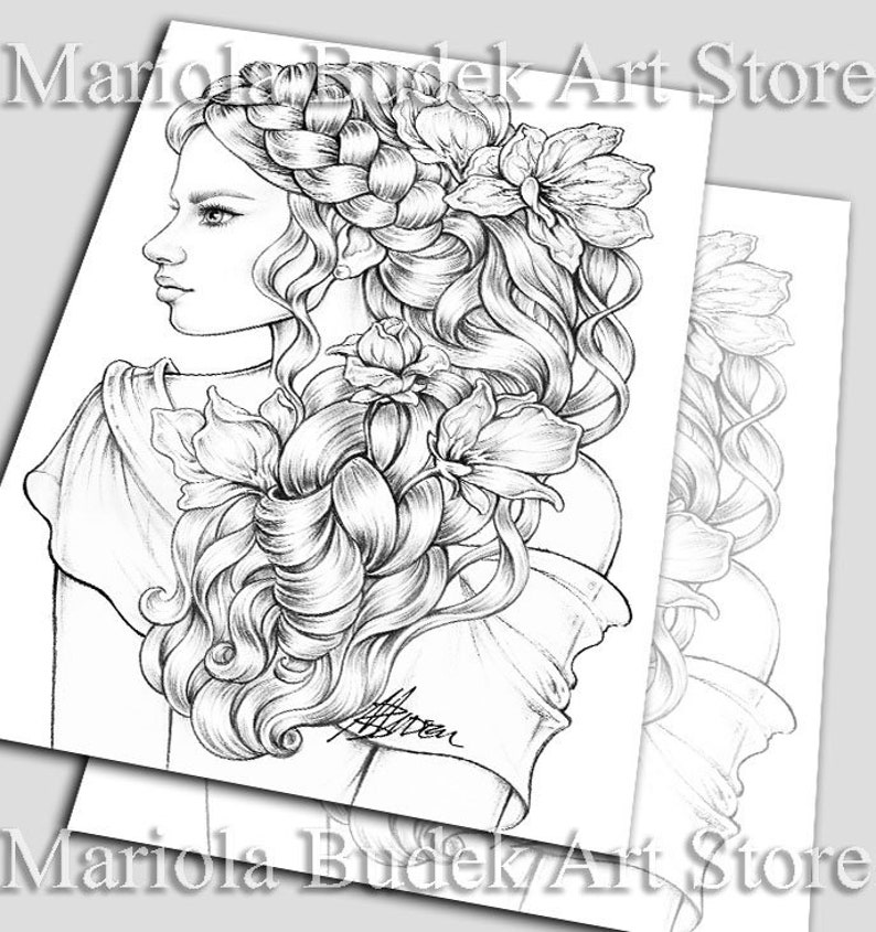 Chaplet Mariola Budek Premium Coloring Page Printable Adult Colouring Pages Book Instant Download Grayscale Illustration PDF image 3