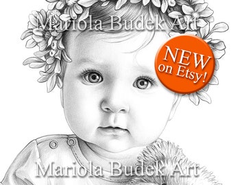 My Daughter Hania | Mariola Budek - Premium Coloring Page | Printable Adult Kids Colouring Pages Book Download Grayscale Ilustration PDF JPG