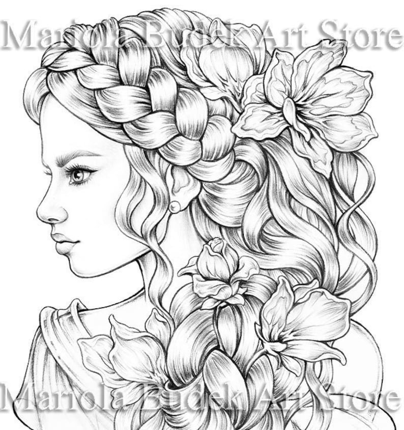 Chaplet Mariola Budek Premium Coloring Page Printable Adult Colouring Pages Book Instant Download Grayscale Illustration PDF image 1