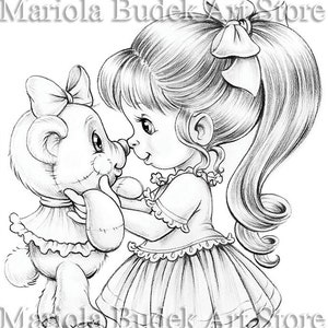 Best Friends Mariola Budek Coloring Page Printable Adult Kids Colouring Pages Instant Download Grayscale Lineart Illustration PDF image 1