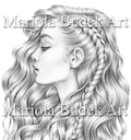 The Chief's Daughter | Mariola Budek - Premium Coloring Page | Printable Adult Animal Colouring Pages Book Download Grayscale Illustration