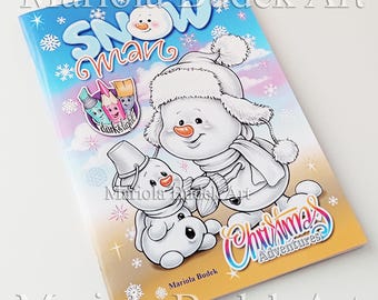 Schneemann Weihnachtsabenteuer | Mariola Budek - Malbuch | 32 Seite Seiten Graustufen Kinder Ausmalen Gedruckt Auf Hochwertigem Papier Hardcopy