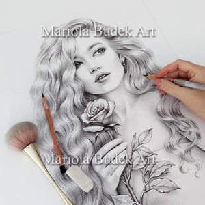 愛の表情 | Mariola Budek - プレミアムぬりえ | 印刷可能な大人の女性向けぬりえブック グレースケールイラスト PDF の即時ダウンロード