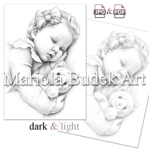 Little Happiness Mariola Budek Premium Coloring Page Printable Adult Kids Colouring Pages Book Download Grayscale Ilustration PDF JPG zdjęcie 3