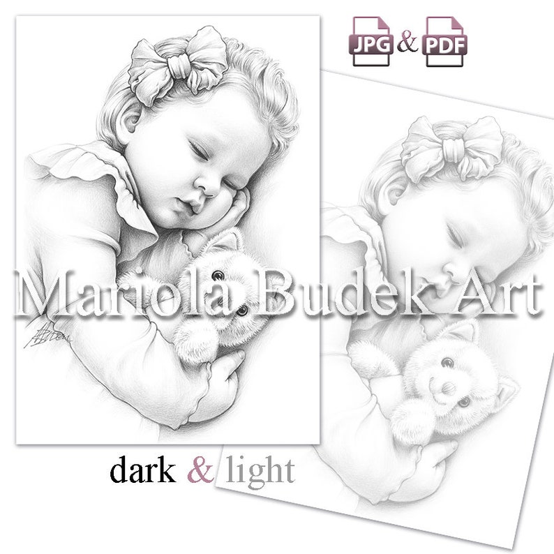 Little Happiness Mariola Budek Premium Coloring Page Printable Adult Kids Colouring Pages Book Download Grayscale Ilustration PDF JPG 画像 3