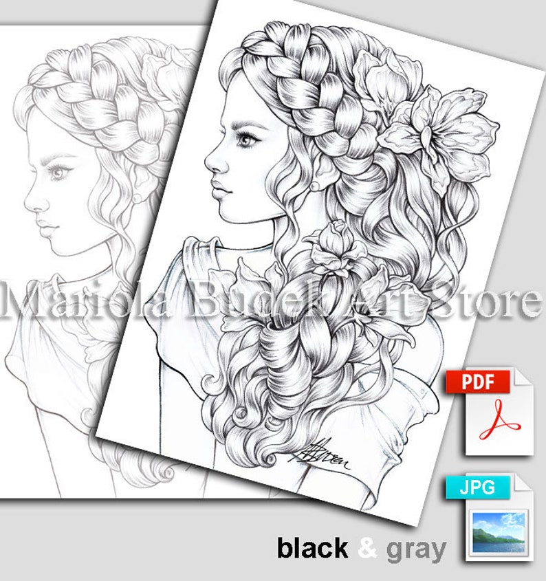 Chaplet Mariola Budek Premium Coloring Page Printable Adult Colouring Pages Book Instant Download Grayscale Illustration PDF image 2