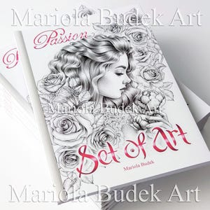 Zestaw Art Passion | Mariola Budek - Kolorowanka | Kolorowanki 24 strony Ilustracja w skali szarości Wydrukowany papier wysokiej jakości Wersja twarda