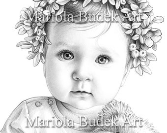 My Daughter Hania | Mariola Budek - Premium Coloring Page | Printable Adult Kids Colouring Pages Book Download Grayscale Ilustration PDF JPG