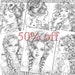 Coloring Pages Six pack of Premium Art VI | 50% off | Printable Adult Colouring Page Book Instant Download Grayscale Illustration PDF