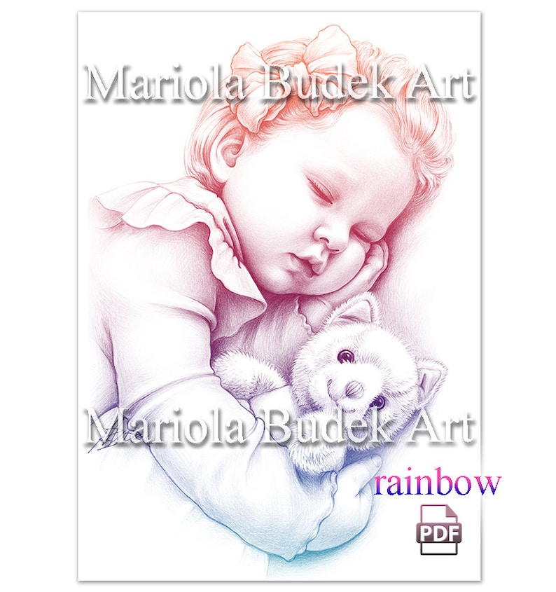Klein geluk Mariola Budek Premium kleurplaat Afdrukbare kleurplaten voor volwassenen voor kinderen Boek Download grijswaardenillustratie PDF JPG afbeelding 5