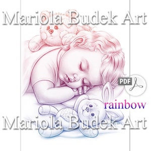 Sweet Dreams Mariola Budek Premium Coloring Page Printable Adult Women Colouring Pages Instant Download Grayscale Ilustration PDF JPG image 4