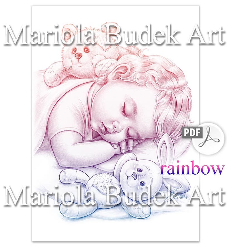 Sweet Dreams Mariola Budek Premium Coloring Page Printable Adult Women Colouring Pages Instant Download Grayscale Ilustration PDF JPG image 4