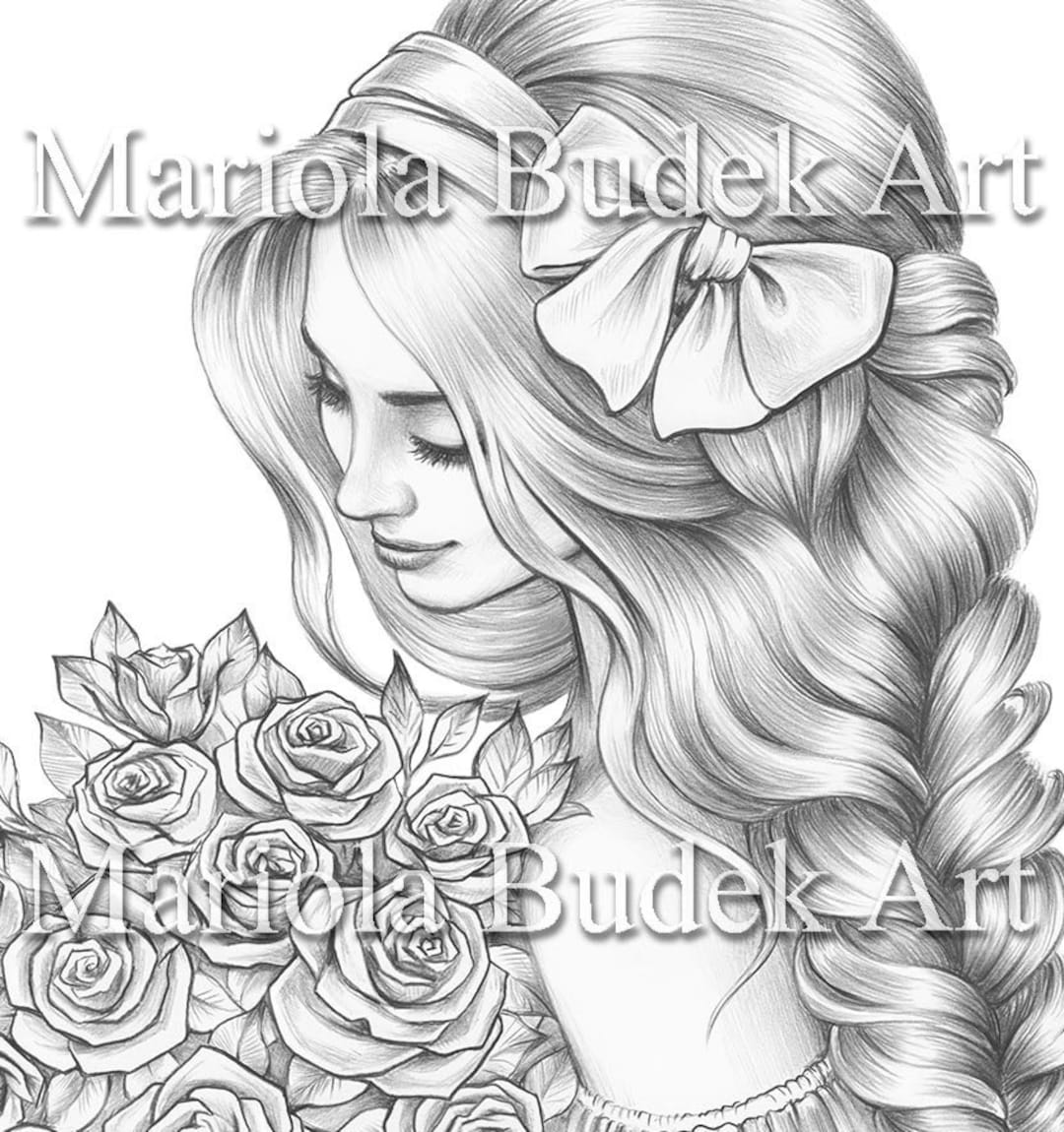 Bouquet | Mariola Budek - Premium Coloring Page | Printable Adult ...