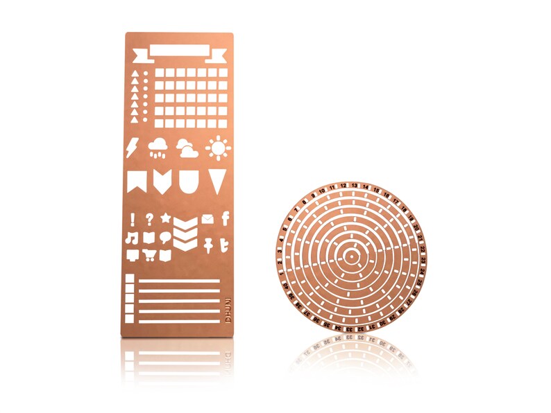 Premium Steel Stencil DIY Painting Letter Template for Bullet Journal Notebook Planner Agenda Scrapbook Album Craft Supplies(ROSE GOLD)
