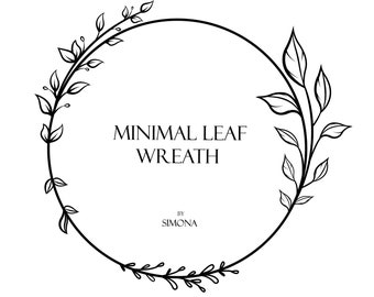 Minimal Leaf Wreath hand drawn LOGO art/Clipart/Vector/Invitation/Wedding/SVG/PNG
