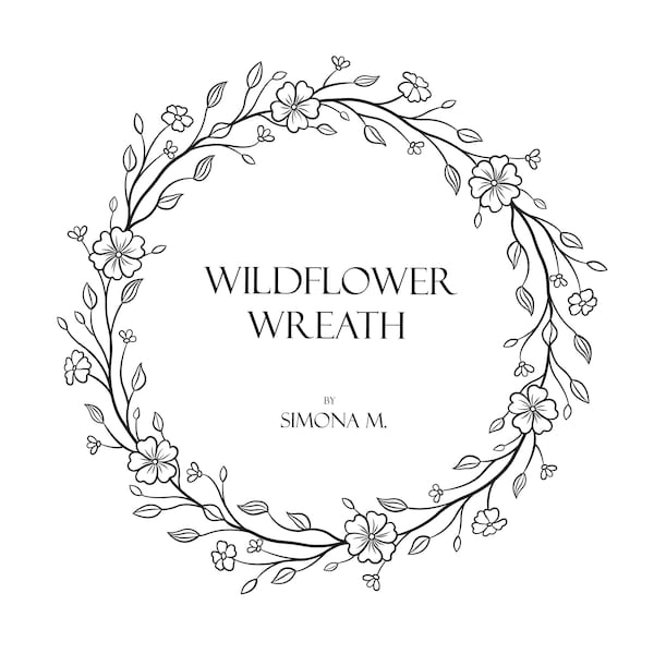 Wildflower Wreath Vine hand drawn LOGO art/Clipart/Vector/SVG/PNG